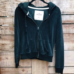 ❌SOLD❌ Hollister Black Velour Zip Up